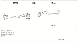 Zestaw tłumików, kompletny układ wydechowy - WALKER VW60235
