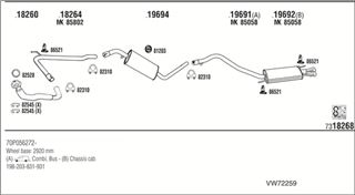 Zestaw tłumików, kompletny układ wydechowy - WALKER VW72259