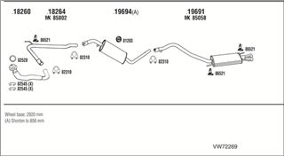 Zestaw tłumików, kompletny układ wydechowy - WALKER VW72269