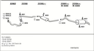 Zestaw tłumików, kompletny układ wydechowy - WALKER VW72272