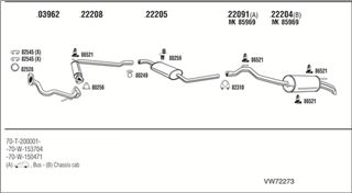 Zestaw tłumików, kompletny układ wydechowy - WALKER VW72273
