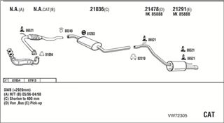 Zestaw tłumików, kompletny układ wydechowy - WALKER VW72305