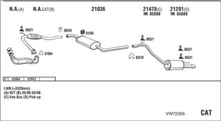 Zestaw tłumików, kompletny układ wydechowy - WALKER VW72306