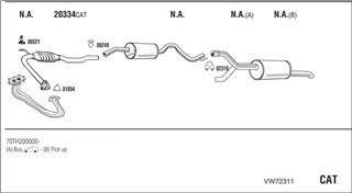 Zestaw tłumików, kompletny układ wydechowy - WALKER VW72311