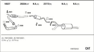 Zestaw tłumików, kompletny układ wydechowy - WALKER VW72312