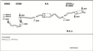 Zestaw tłumików, kompletny układ wydechowy - WALKER VW72316