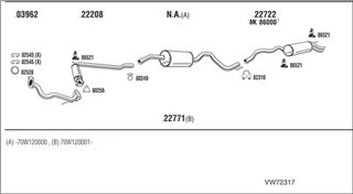 Zestaw tłumików, kompletny układ wydechowy - WALKER VW72317