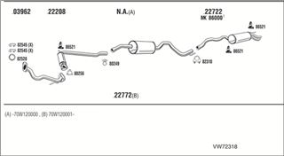 Zestaw tłumików, kompletny układ wydechowy - WALKER VW72318