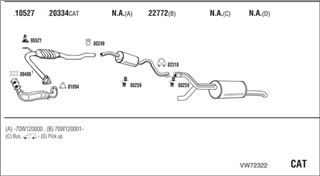 Zestaw tłumików, kompletny układ wydechowy - WALKER VW72322