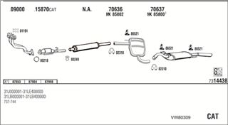 Zestaw tłumików, kompletny układ wydechowy - WALKER VW80309