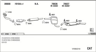 Zestaw tłumików, kompletny układ wydechowy - WALKER VW80319