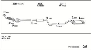 Zestaw tłumików, kompletny układ wydechowy - WALKER VWK005303B