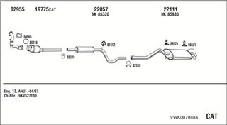 Zestaw tłumików, kompletny układ wydechowy - WALKER VWK007940A