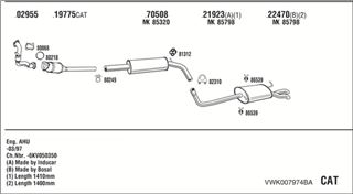 Zestaw tłumików, kompletny układ wydechowy - WALKER VWK007974BA