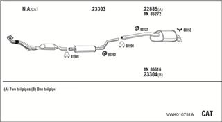 Zestaw tłumików, kompletny układ wydechowy - WALKER VWK010751A