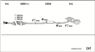 Zestaw tłumików, kompletny układ wydechowy - WALKER VWK013101