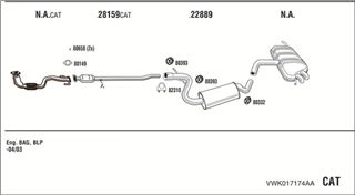 Zestaw tłumików, kompletny układ wydechowy - WALKER VWK017174AA