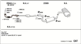 Zestaw tłumików, kompletny układ wydechowy - WALKER VWK017174BB