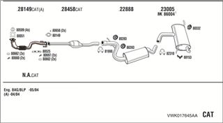 Zestaw tłumików, kompletny układ wydechowy - WALKER VWK017645AA