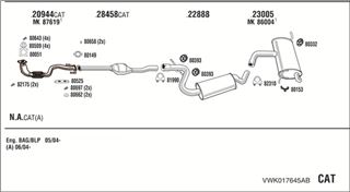Zestaw tłumików, kompletny układ wydechowy - WALKER VWK017645AB