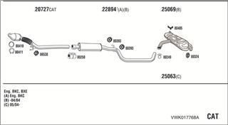 Zestaw tłumików, kompletny układ wydechowy - WALKER VWK017768A