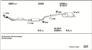 Zestaw tłumików, kompletny układ wydechowy - WALKER VWK017805
