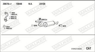 Zestaw tłumików, kompletny układ wydechowy - WALKER VWK018920