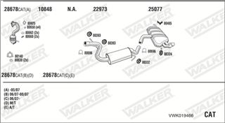 Zestaw tłumików, kompletny układ wydechowy - WALKER VWK019466