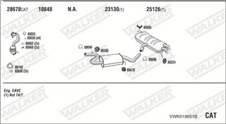 Zestaw tłumików, kompletny układ wydechowy - WALKER VWK019651B